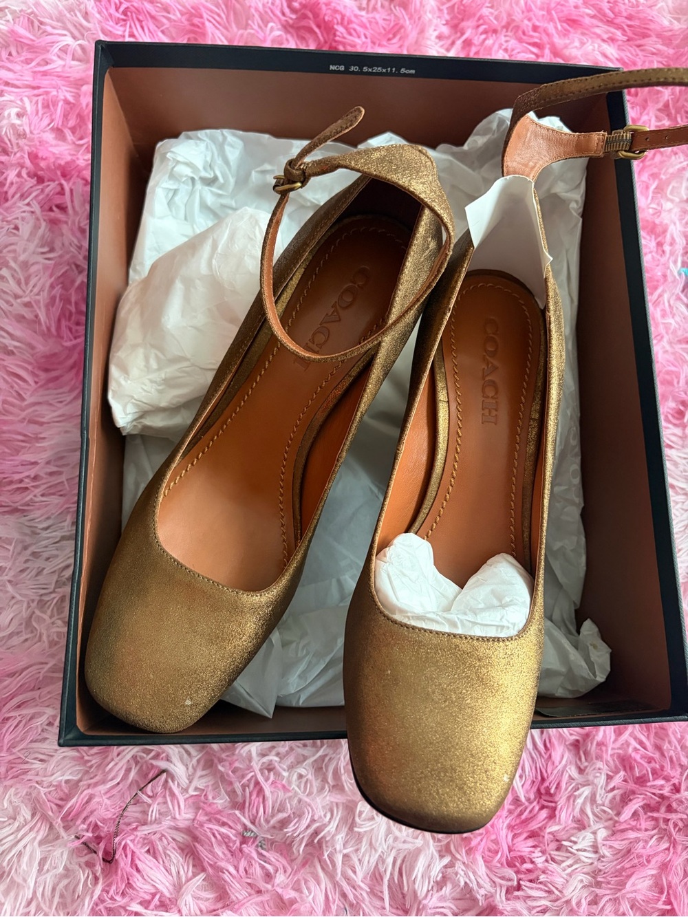 Coach Metallic Gold Ankle-Strap Heels